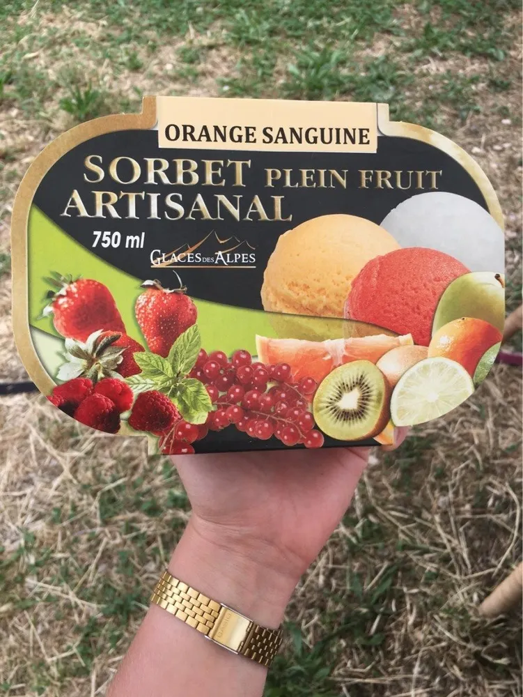 Sorbet plein fruit artisanal orange sanguine