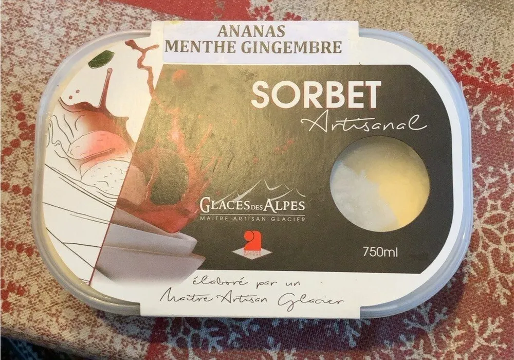 Sorbet Artisanale Ananas Menthe Gingembre
