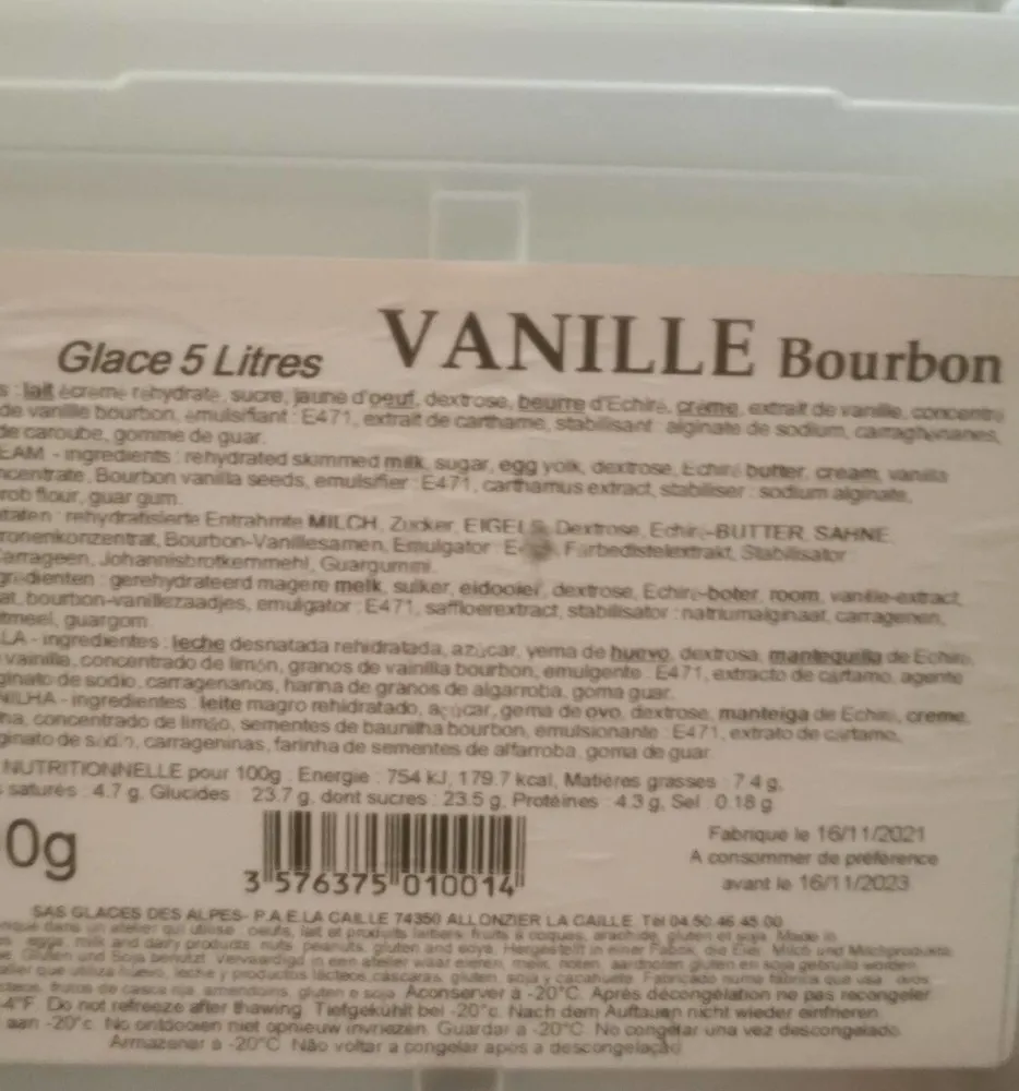 Glace vanille bourbon