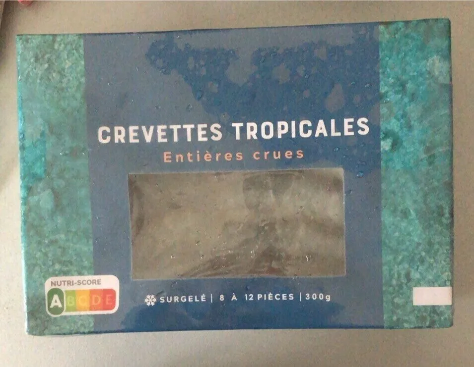 crevettes tropicales entieres crues surgelées