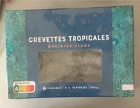 crevettes tropicales entieres crues surgelées
