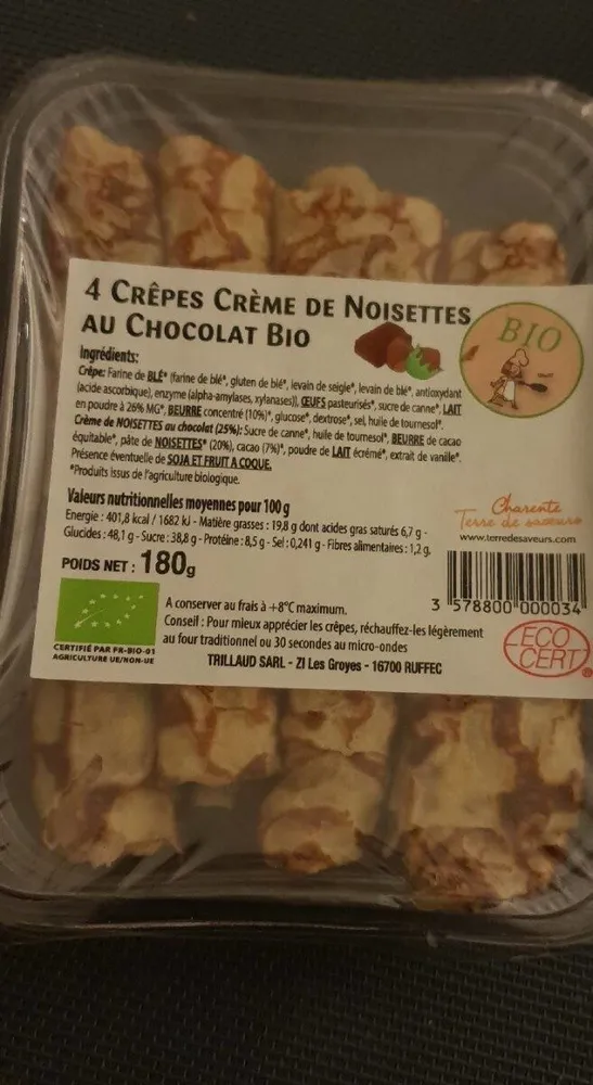 Crepes creme de noisette au chocolat bio