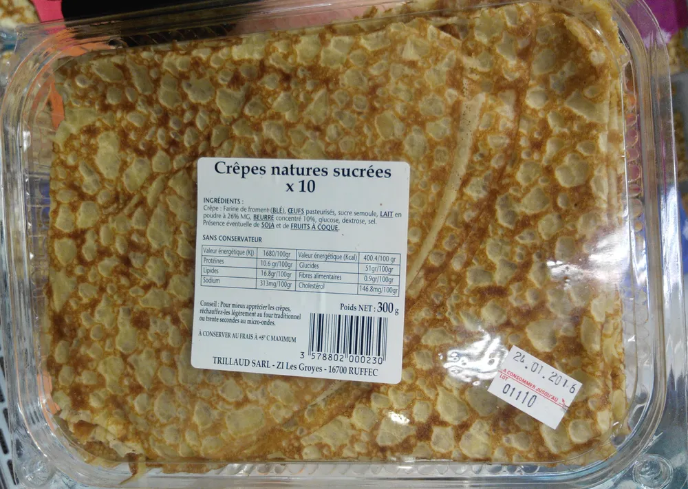 Crêpes natures sucrées x10