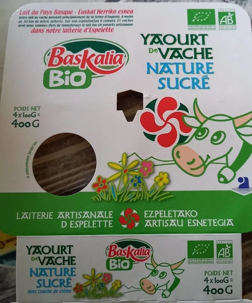 Yaourt de vache nature sucré
