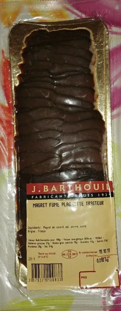 Magret fumé plaquette traiteur