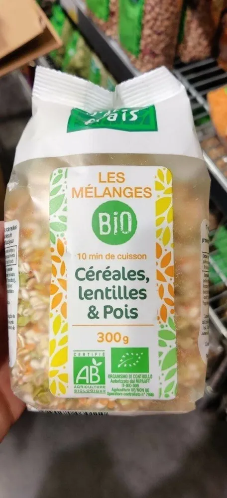 Céréales, lentilles et poids
