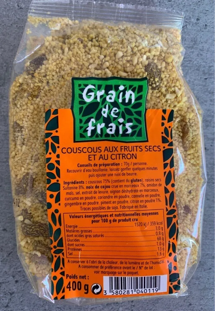 Couscous aux fruits secs et au citron