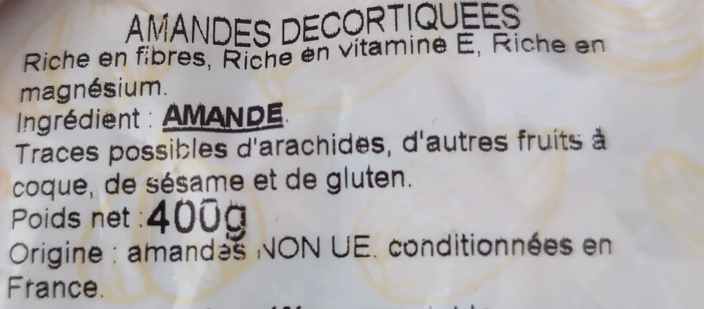Amandes décortiquées