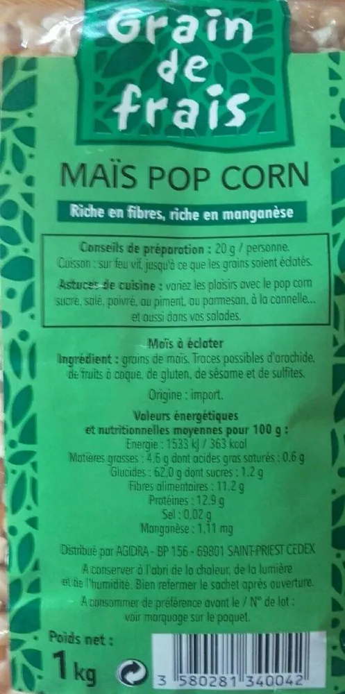 maïs pop corn