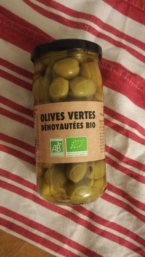 Olives vertes dénoyautées bio
