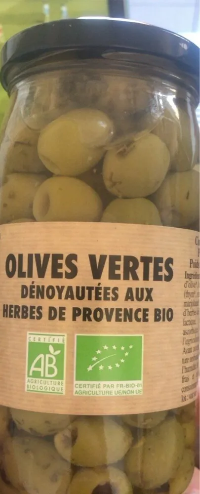 Olives vertes denoyautées aux herbes de Provence bio