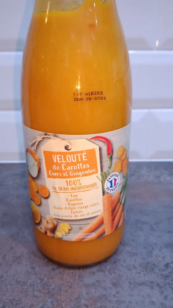Velouté carottes, curry et gingembre