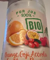 Orange, Gobi, Acérola,Fruits de la passion - pur jus 100 % - Bio