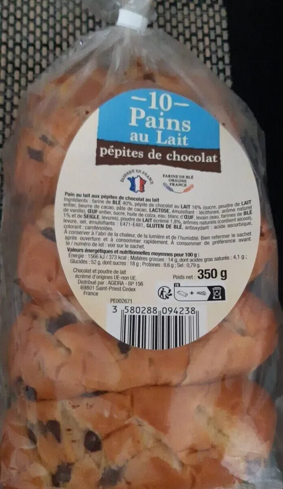 Pain au lait pépites de chocolat