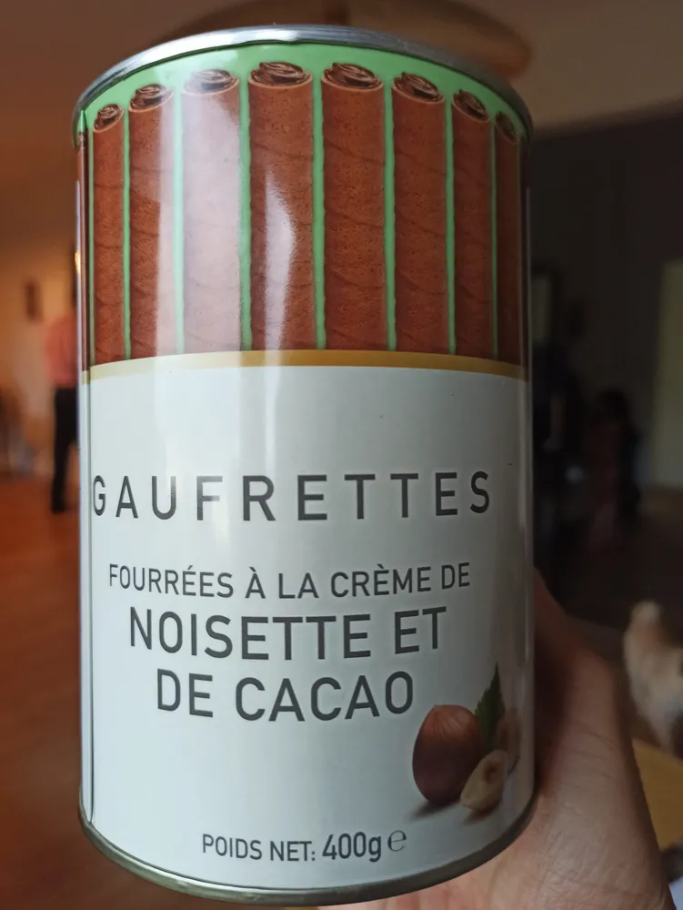 Gaufrettes fourrées à la crème de noisette et de cacao