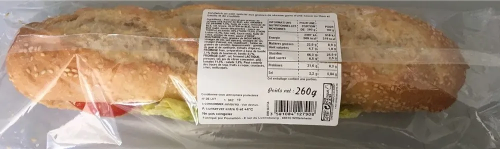 Demi-baguette sesame thon