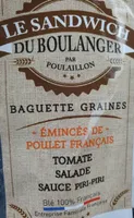 Sandwich émincés de poulet tomate salade sauce piripiri