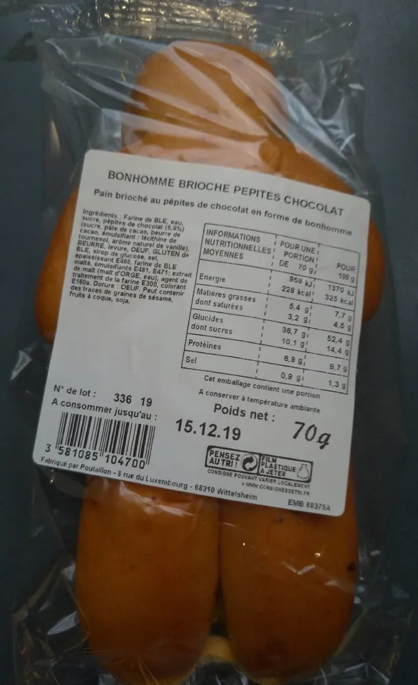 Brioche bonhomme pépites chocolat
