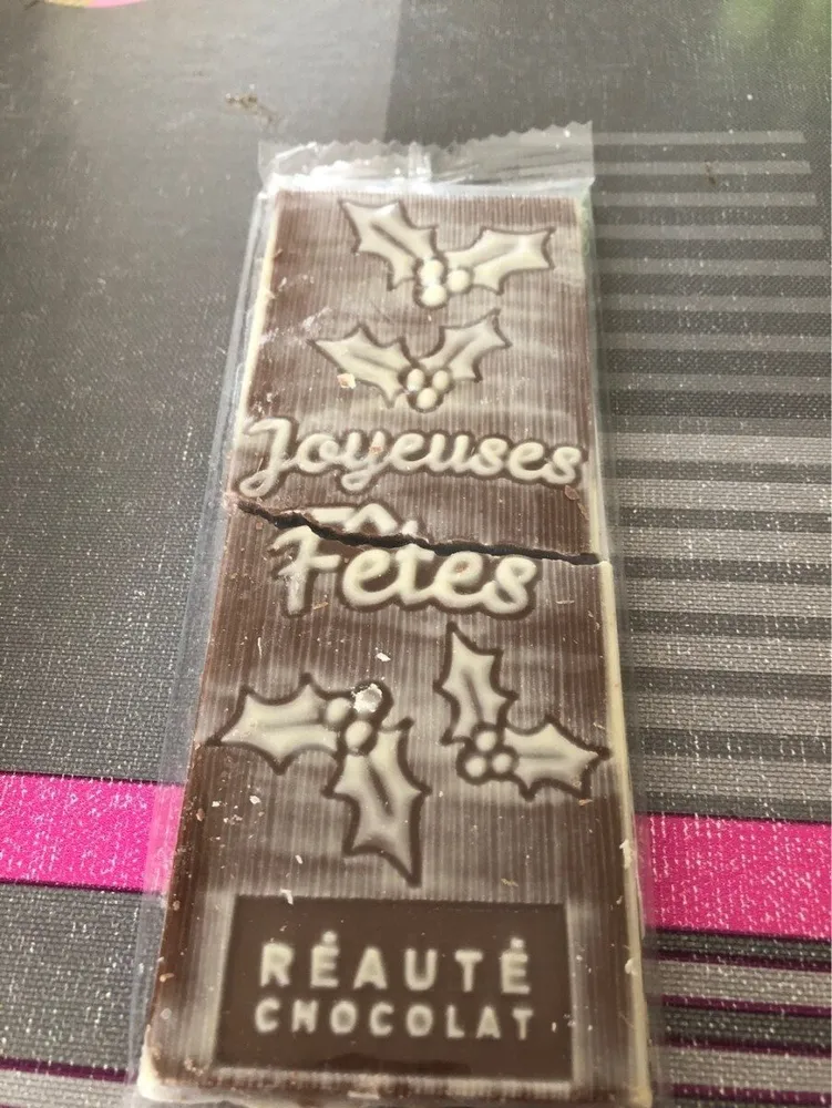 Carte message décorée chocolat