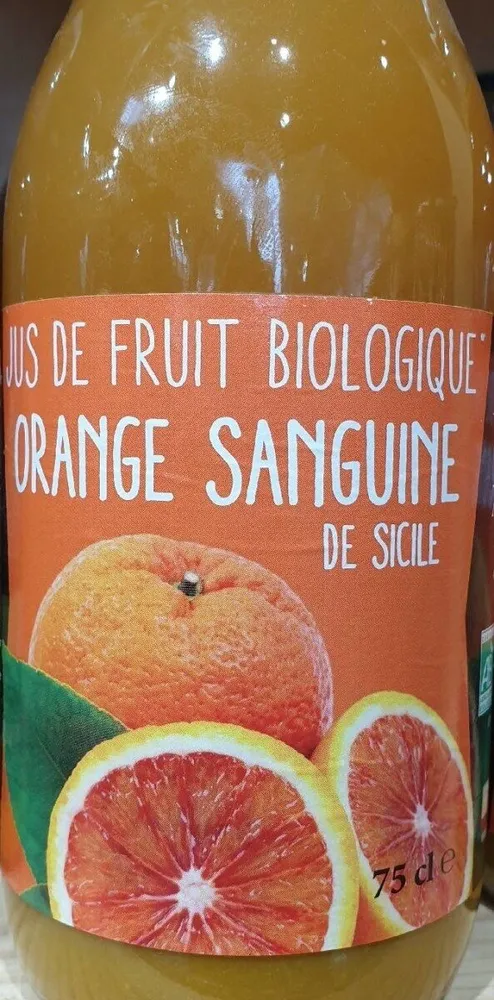 Jus de fruit bio orange sanguine de sicile