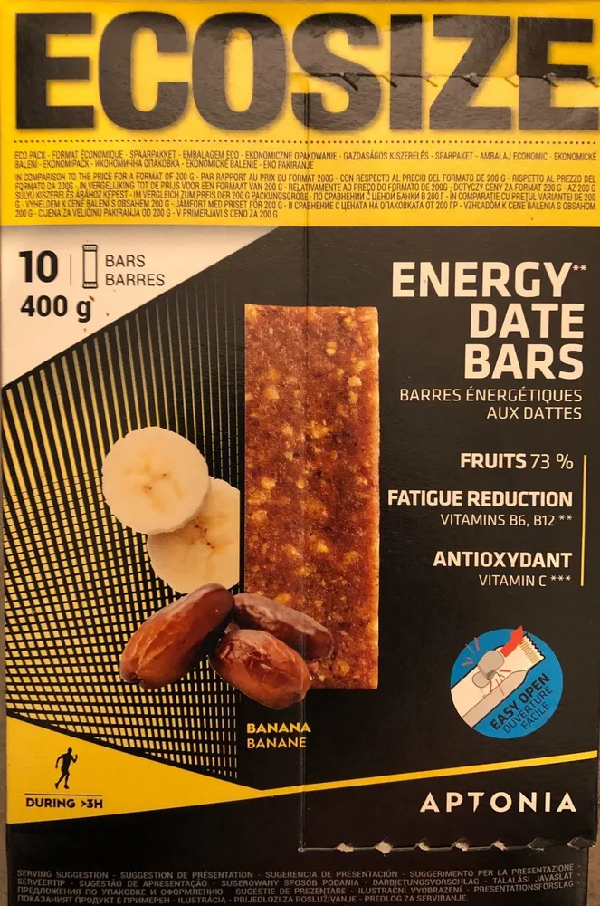 Barres énergétiques aux dates, aux céréales, et à la banane