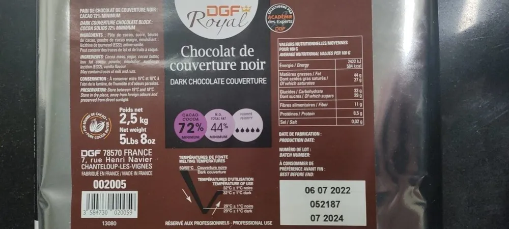 Chocolat de couverture noir