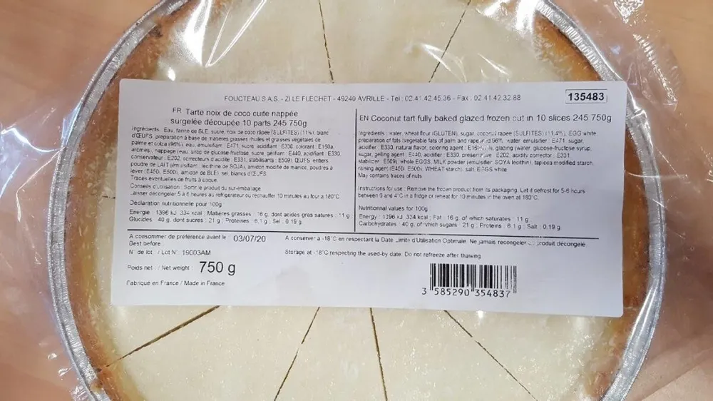 Tarte noix de coco cuite nappée