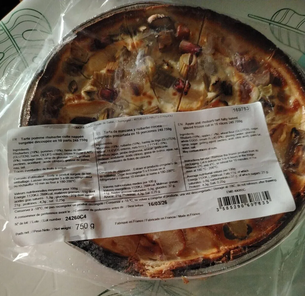 Tarte pomme rhubarbe surgelee