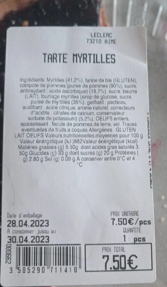 Tarte myrtilles