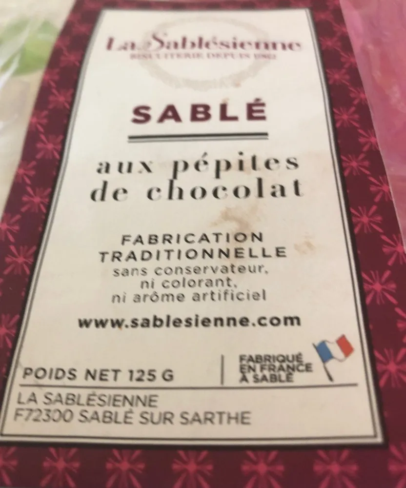 Sablé aux pépites de chocolat