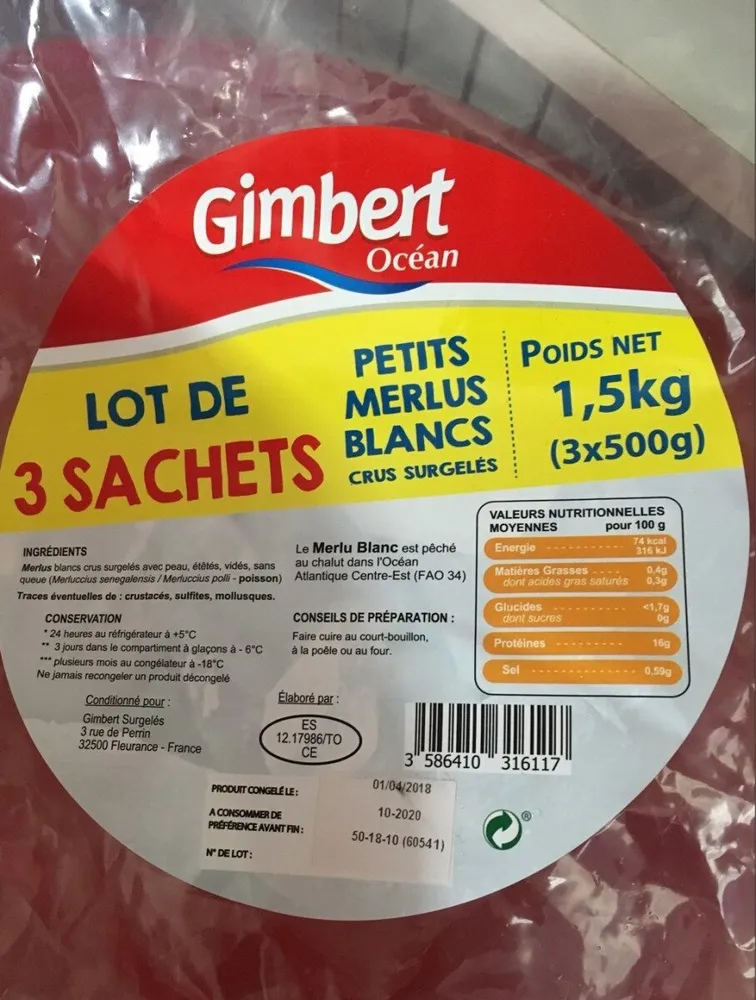PETITS MERLUS BLANCS CRUS SURGELES