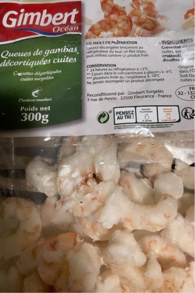 Queues de gambas decortiquees cuites
