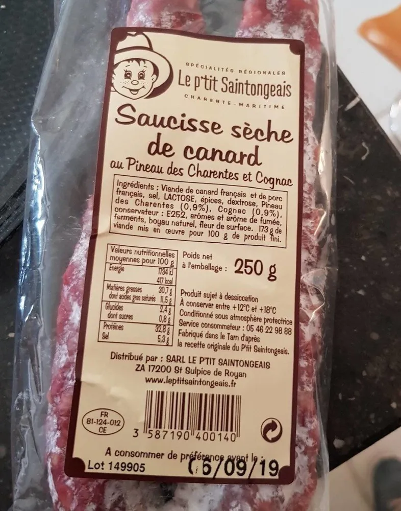 Saucisse sèche de canard