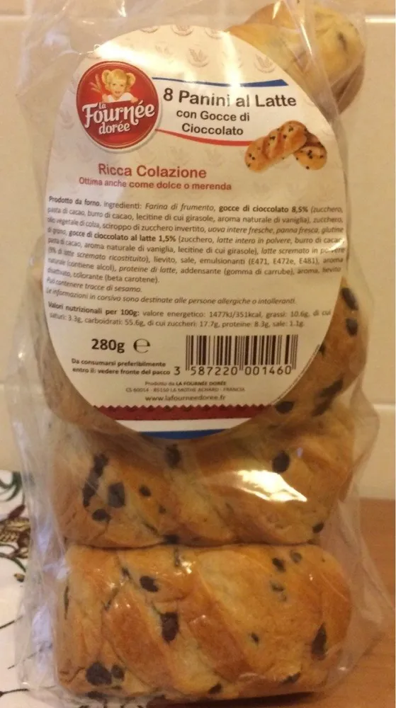 Panini al latte con gocce di cioccolato