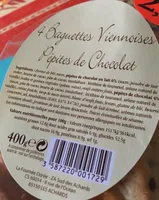 Baguettes viennoises pépites de chocolat