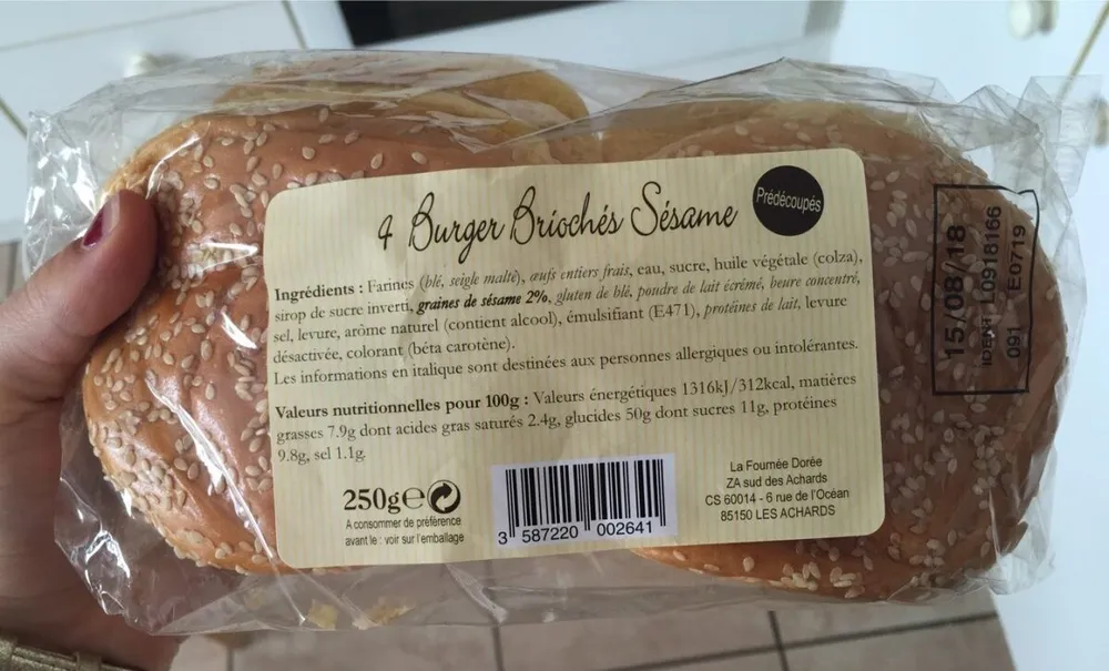 4 burgers briochés sésame