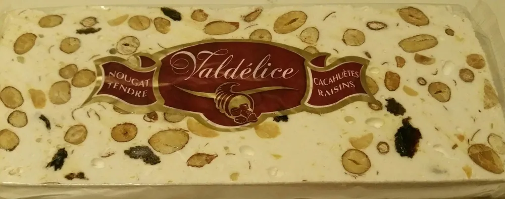 Nougat tendre cacahuètes et raisins