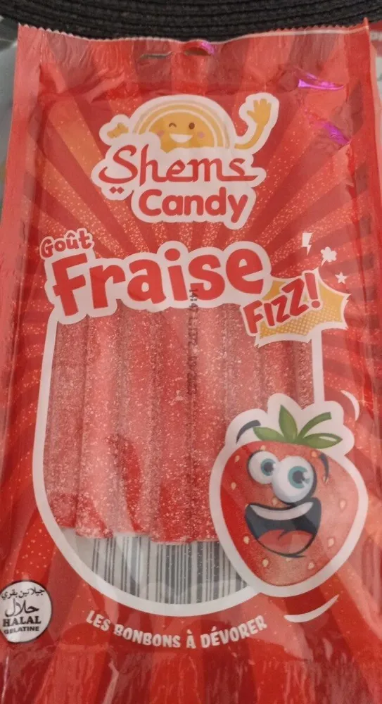 Tubes fourrés acides goût fraise