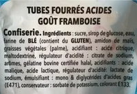 Tubes fourrés acides gout framboise