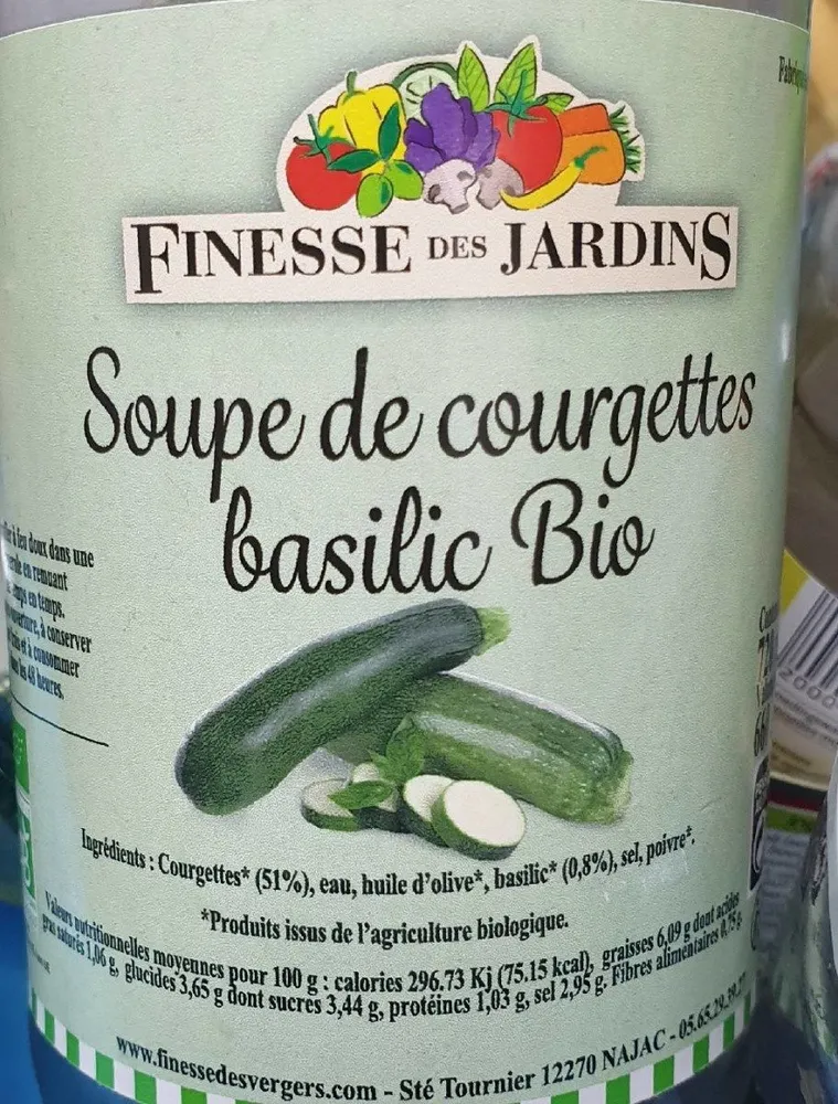 Soupe de Courgette Basilic Bio