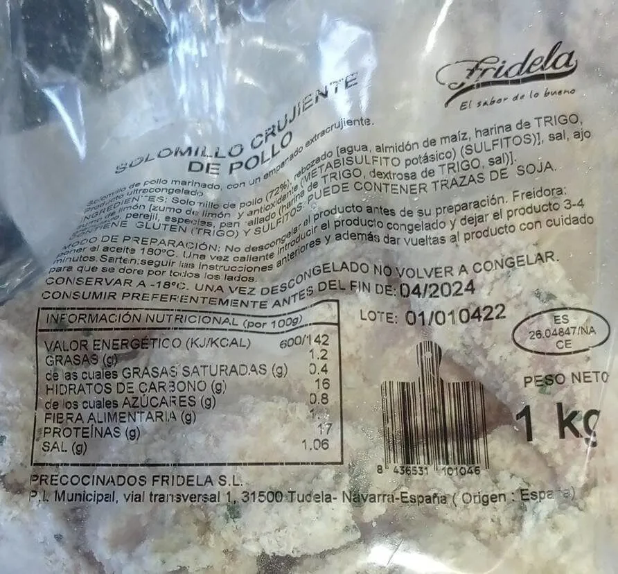 Solomillo crujiente de pollo