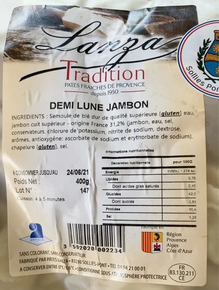 Demi lune jambon