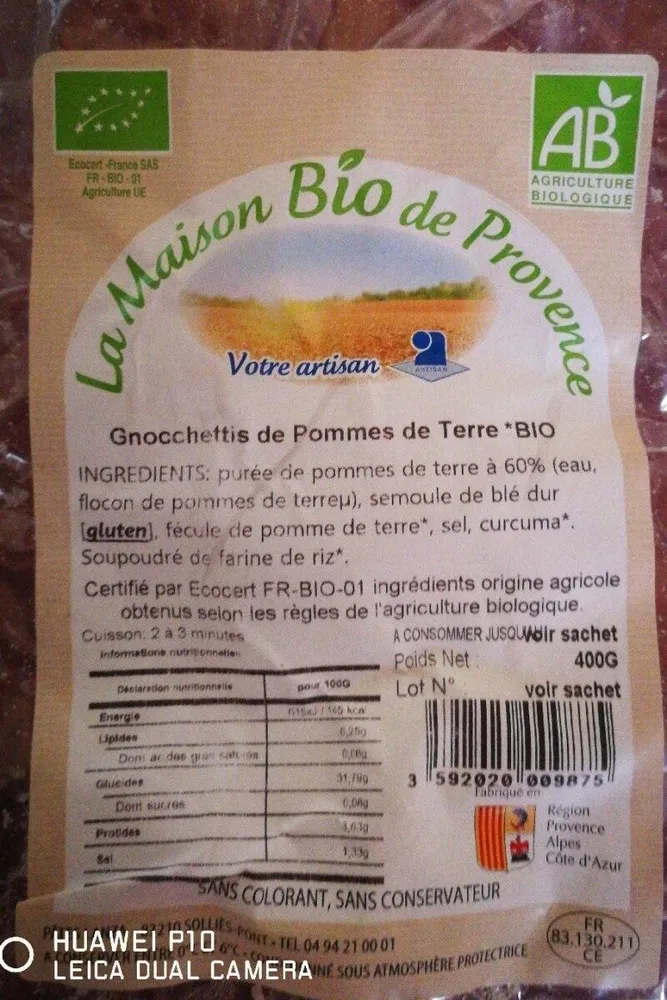 Gnocchettis de pommes de terre bio