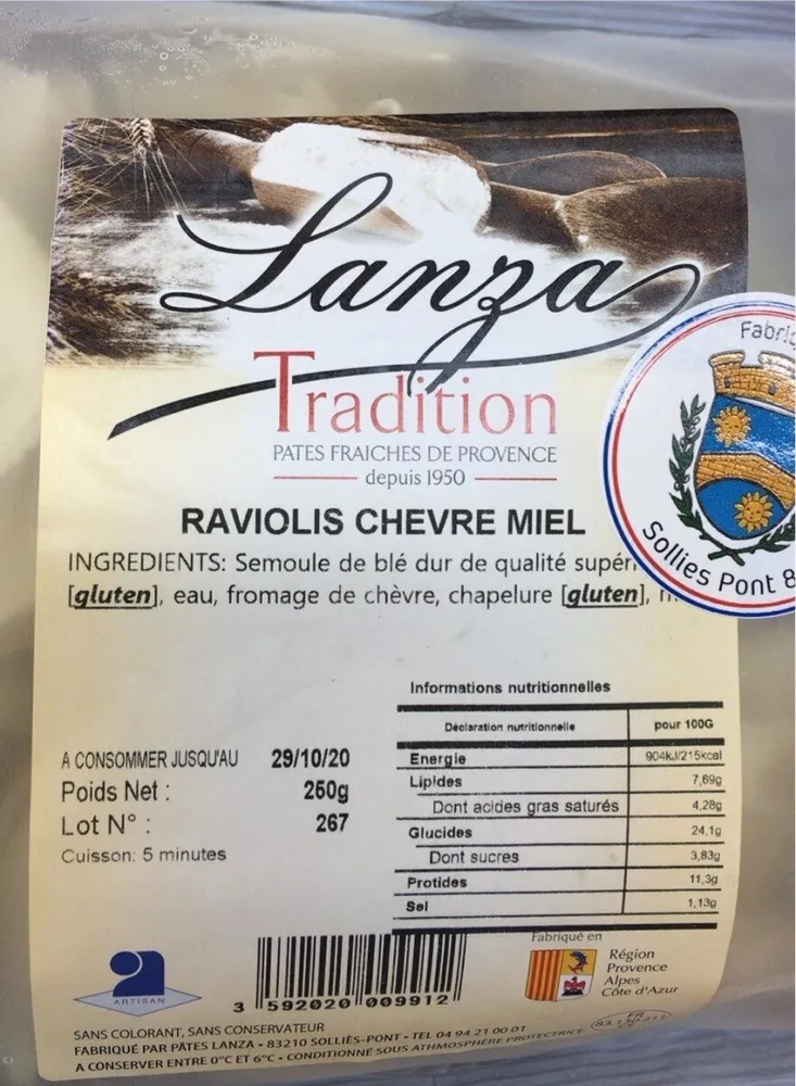 Raviolis chevre miel