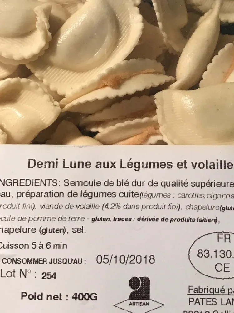 Demi lune aux legumes et volaille