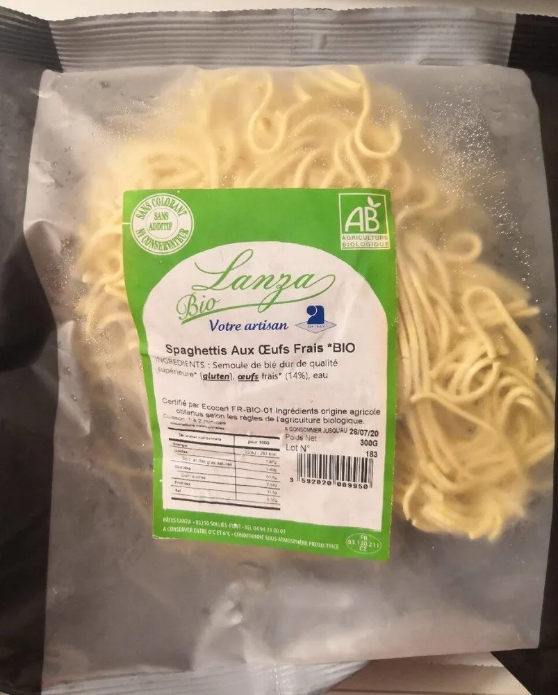 Spaghettis aux œufs frais bio