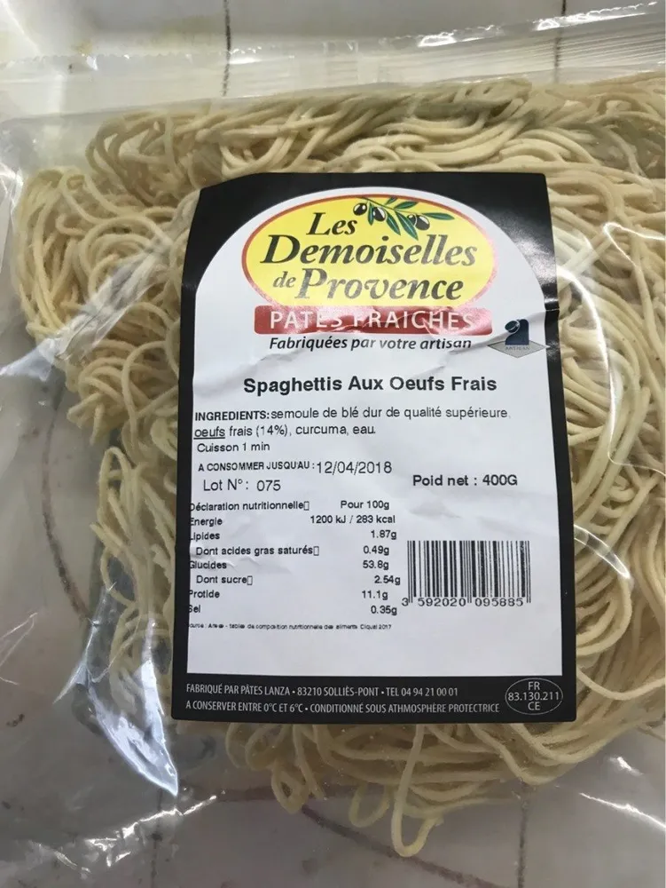 Spaghettis aux oeufs frais