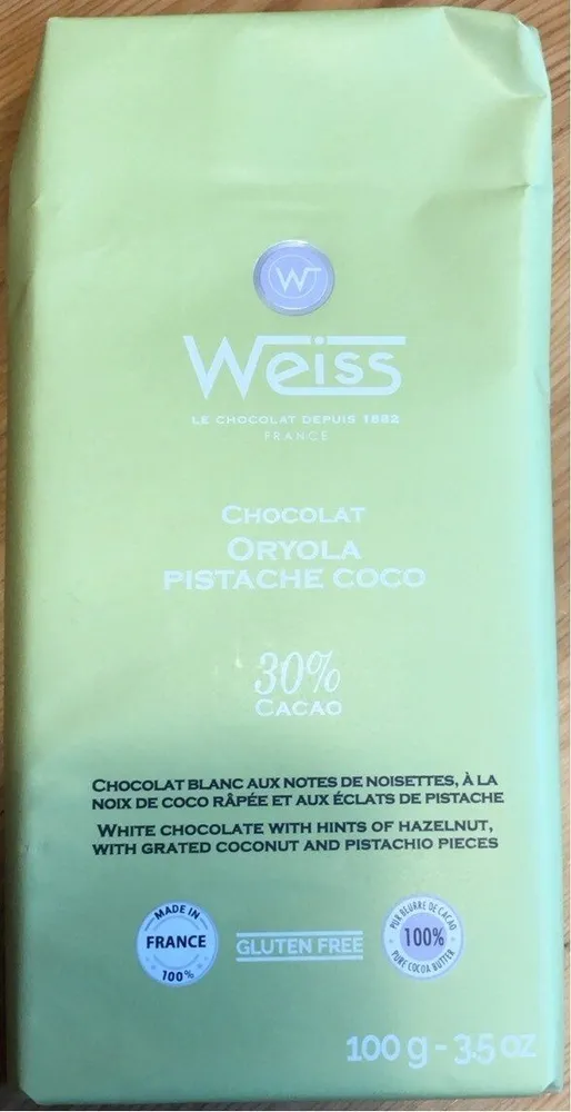 Chocolat Oryolo pistache coco