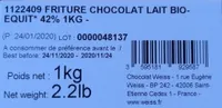 Fritures chocolat lait bio équitable 42% cacao (en vrac)