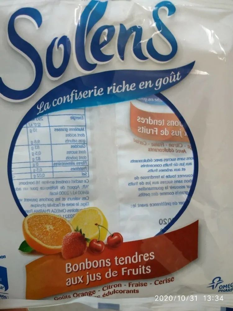 Bonbons tendres au jus de fruits